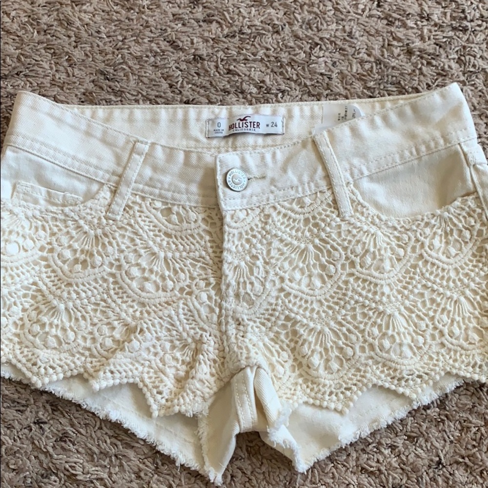 Holistic creme embroidered  jean shorts